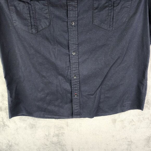 Men's Black Rock & Republic Shirt Stretch Short Sleeve Zip Pockets Button Up XXL - Picture 3 of 12